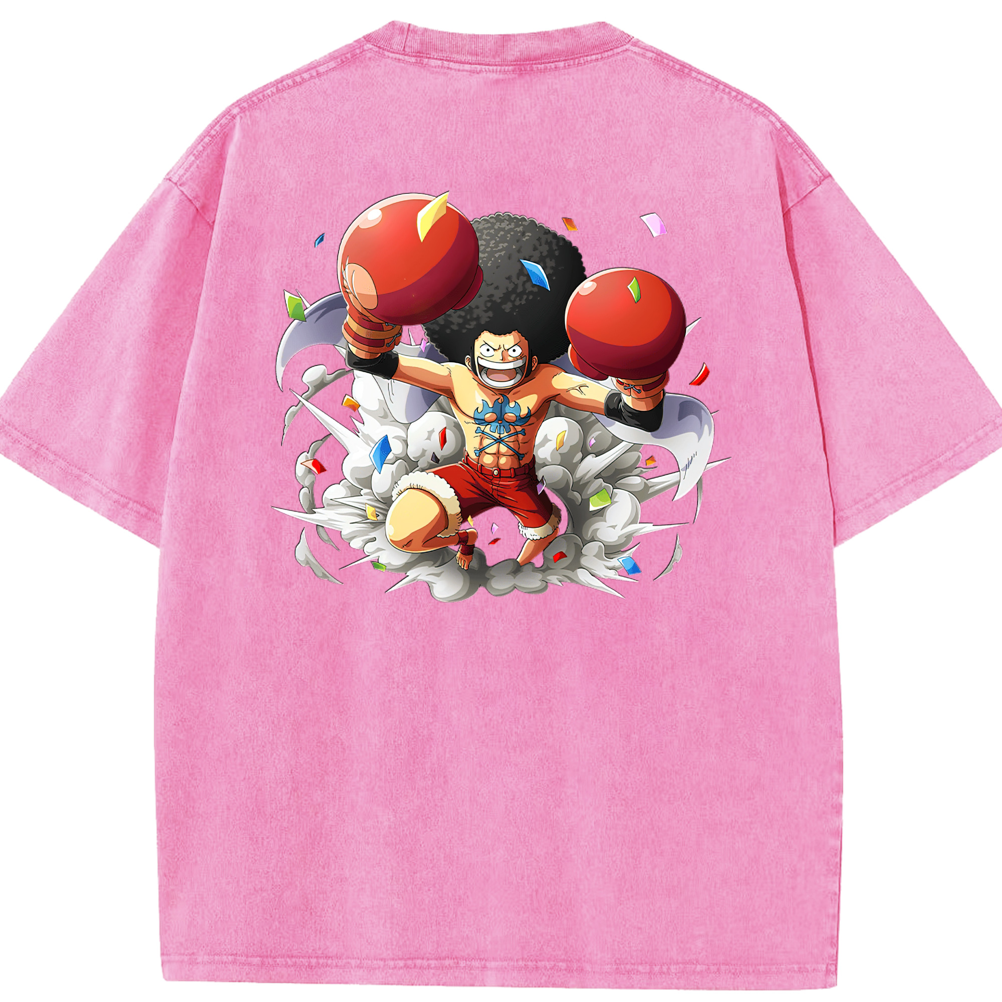 ワンピース モンキー・D・ルフィ ONE PIECE Monkey D. Luffy 綿100% ヴィンテージ風 半袖Tシャツ（背面プリント）